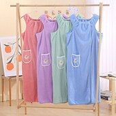 economico Gadget bagno-Asciugamano da bagno in pile di corallo, ad asciugatura rapida, assorbente, indossabile, gonna da doccia per donna, morbido, spesso, ad asciugatura rapida, accappatoio per la casa, pigiama