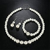 abordables Parures de Bijoux-Ensembles de bijoux de mariée 1 ensemble boucles d&#039;oreilles en alliage de perles d&#039;imitation collier bracelets ensemble de bijoux élégant pour femme pour fête de mariage occasion spéciale