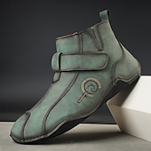 abordables Bottines-Bottines rétro faites main pour hommes avec fermeture velcro – bottes de marche décontractées et artistiques pour hommes créatifs et tenues urbaines de tous les jours