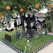 abordables Halloween-Ensemble de décorations d&#039;Halloween 7 pièces - Chauves-souris effrayantes &amp;Araignées géantes aux yeux brillants : parfaites pour une fête ou un jardin ! Cadeau de Noël, d&#039;Halloween ou de Thanksgiving.