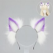 economico Accessori per acconciature-Fascia con orecchie da lupo realistiche – orecchie da volpe e lupo lolita fatte a mano per cosplay, stile kc, feste, convention e accessori per giochi di ruolo