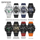 economico Orologi digitali-SANDA Orologio Digitale da Uomo di Lusso Moda Orologi Militari Impermeabile Orologio Sportivo con Doppio Display da Polso 3365