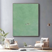 levne Abstraktní malby-Ručně malovaná olejomalba na plátně, nástěnná dekorace, minimalistická zelená, abstraktní, nika, pro domácí dekorace, napnutý rám, závěsný obraz/rolovaný bezrámový, nenapnutý obraz