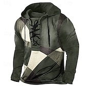 economico Magliette vintage-Per uomo Maglietta Camicia a Maniche Lunghe Manica Lunga Con Cappuccio Primavera Autunno Blocco di colori Moda Designer Essenziale Allacciato Patchwork Vacanza Streetwear Uscire Rosso Viola Grigio