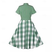 olcso Ruhák-Retró 1950-es Rockabilly Déli Swing ruha Flare ruha Ing ruha Fit and Flare Kockás Női Álarcos mulatság Vakáció Hétköznapi Retro témájú buli Felnőttek Ruha Tavaszi nyár