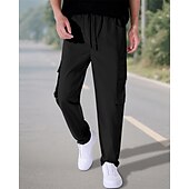 economico Pantaloni cargo-Per uomo Pantaloni Cargo Pantaloni Elastico in vita Coulisse Multi-tasche Semplice Mimetico Indossabile All&#039;aperto Quotidiano Campeggio &amp; Escursionismo Moda Classico Nero Verde militare