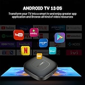 cheap TV Boxes-Smart TV Box Streaming Media Player Global Version Mortal T1 Bluetooth Google Assistant Android13 AllwinnerH313 2.4G&amp;5G Wifi 4K