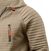 economico felpe con cappuccio da uomo di base-Per uomo Felpa con cappuccio Felpa con cappuccio e zip Felpa con zip Nero Cachi Grigio Con Cappuccio Semplice Con zip Tasca Frontale Testurizzato Sport &amp; Outdoor Casuale Quotidiano Streetwear Cool