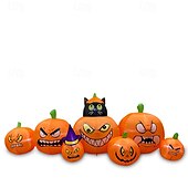 economico Piscine per bambini-Zucca gonfiabile lunga 8 piedi con gatto nero, decorazione di Halloween per esterni con luci a LED