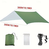 economico Attrezzatura da Campeggio-1 tenda da sole quadrata multifunzionale per esterni - tenda da sole da spiaggia con protezione UV e tessuto leggero rivestito in argento, resistenza alla trazione di 122 libbre, verde &amp;disegno