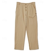 cheap Holiday-Men's Linen Pants Trousers Summer Pants Beach Pants Front Pocket Straight Leg Plain Comfort Breathable Full Length Casual Daily Holiday Vacation Fashion White Blue Micro-elastic