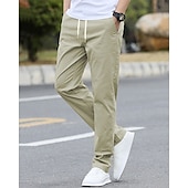 economico Chino-Per uomo Pantaloni Chinos Tasca Elastico in vita Coulisse Semplice Comodità Formale Feste Lavoro Moda Stile Classico Nero Verde chiaro Micro-elastico
