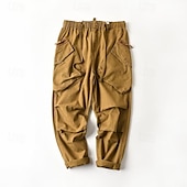 baratos Calças Cargo-Homens Calças Cargo Calças Cintura elástica Com Cordão Bolso multi Tecido Vestível Ao ar livre Diário Acampar e Caminhar Moda Clássico Verde Cáqui