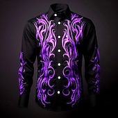 abordables Día de los Muertos Disfraz-Hombre Fuego Traje de Halloween Día de los muertos Camisa Abotonar la camisa Camisa de vestir informal Manga Larga Moda informal Vacaciones Diario Ropa de calle Verano Primavera Cuello Vuelto