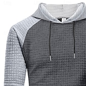 economico felpe con cappuccio da uomo di base-Per uomo Felpa con cappuccio Felpa con cappuccio a nido d&#039;ape Aalbicocca Nero Bianco Borgogna Grigio chiaro Con Cappuccio Colletto Mao Semplice Patchwork Blocco di colore Sport &amp; Outdoor Casuale
