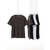 preiswerte Basic-T-Shirts-100 % Baumwolle Herren T-Shirt Tee Top Kurzarm Kurzarm Rundhalsausschnitt Sommer Einfarbig Einfarbig Mode Basic Casual Einfarbig Urlaub Casual Casual Alltag Marine Schwarz Weiß Top Tee für Männer