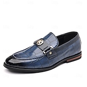 abordables Semi-formel-Mocassins en similicuir bordeaux pour homme, effet crocodile, avec boucle décorative en métal, pour hommes d&#039;affaires, événements formels et banquets