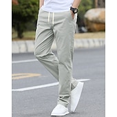 economico Chino-Per uomo Pantaloni Chinos Tasca Elastico in vita Coulisse Semplice Comodità Formale Feste Lavoro Moda Stile Classico Nero Verde chiaro Micro-elastico