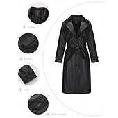 cheap Winter Coats-Women&#039;s Coat Comfortable Buttons Fashion Street Style Plain Outdoor Casual Daily Long Turndown Regular Fit Long Sleeve Outerwear Black Navy Blue Beige Fall Winter