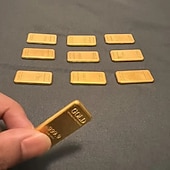 baratos Evento e suprimentos de festa-10 peças de ornamentos de réplica de barra de ouro, mini lingotes de ouro de metal sólido para decoração de casa, decorações de símbolo de riqueza, presente ideal para ano novo, natal, dia dos