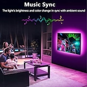 abordables Lampes encastrées led-Bande lumineuse LED pour téléviseur, rétroéclairage LED de 5 m, pour téléviseur de 45 à 75 pouces, synchronisation musicale avec fonction Bluetooth - Bande lumineuse RVB à changement de couleur pour