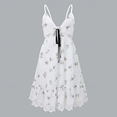 voordelige Boho-jurken-Dames Mini-jurk Bloemetjesjurk Slipdress Boho-jurk Jurk met print Modieus Modern Vakantie Feestdagen Uitgaan Normale pasvorm Bloem Mouwloos Spaghettibandjes Wit Zomer