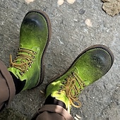 abordables Bottes de randonnée-Bottines à lacets en daim vert pour homme – chaussures de travail vintage pour l&#039;extérieur, idéales pour la randonnée automnale, le jardinage et le quotidien