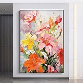 preiswerte Ölgemälde-handgemachtes Ölgemälde auf Leinwand, Wandkunst, Dekoration, modern, abstrakt, 3D, dicke Ölblumen für die Inneneinrichtung, gerollt, rahmenlos, ungedehntes Gemälde