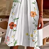 economico Abiti Floreali Stampati-Per donna Mini Abito Vestito Casual Abito Estivo Moda Moderno Quotidiano Spiaggia Weekend Vestibilità regolare Fiore Manica Corta Scollo a V Bianco Primavera Autunno
