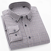 economico Camicie Button Down da uomo-Per uomo Camicia Camicia elegante Camicia button-down Camicia a quadri A Quadri / A Righe / Chevron / Rotondo Abbigliamento quotidiano Abbigliamento Aziendale Giallo Blu marino scuro Marrone Verde