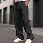 preiswerte Sweatpants-Herren Jogginghose Hose Waffelhose Tasche Elastischer Bund Kordelzug Einfach Komfort Sport im Freien Täglich Mode Lässig Schwarz Weiß Mikroelastisch