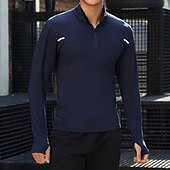abordables Hauts-Homme Chemise Performance T-shirt de sport manche longue Col montant Top Extérieur Séchage Rapide Évacuation de la transpiration anti-odeurs Respirant Polyester Noir Blanche Bleu Pêche Tennis Course