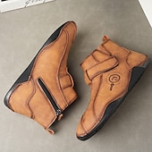 abordables Bottines-Bottines rétro faites main pour hommes avec fermeture velcro – bottes de marche décontractées et artistiques pour hommes créatifs et tenues urbaines de tous les jours