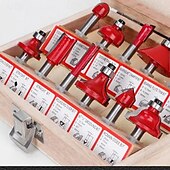 economico Strumenti manuali-Set di 12 utensili per lavorazione del legno con gambo, kit di frese per fresatura del legno, frese per scanalature e rifilatura per progetti di carpenteria e fai da te, lame di precisione resistenti.