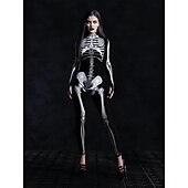 preiswerte Schädel &amp; Knochen-Totenkopf Halloween Bodysuit Ganzkörper-Catsuit Gruseliges Kostüm Kinder Erwachsene Herren Damen Jungen Halloween Karneval Tag der Toten Leistung Party Club Einfache Halloween-Kostüme Verkleiden
