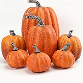 billige Halloween-7 stk/sett hagefestivaldekorasjon 7 stk simulert gresskarmodell falske grønnsaker gjør-det-selv-håndverk hjem bursdag bryllup halloween-dekorasjon fest husdekorasjon perfekt feriegave