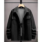 abordables Manteaux &amp; vestes-Homme Veste Légère Chemise Veste Veste Décontractée Chemise Vacances Quotidien Respirant Avec Poches Printemps Automne Uni Mode Classique Revers Régulier Noir bleu marine Kaki Gris Claire Vert