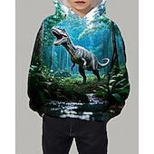 billiga Pojkens 3D-djur-Pojkar 3D Dinosaurie Huvtröja Långärmad Vår Höst Mode Streetwear Barn 4-12 år Huva Utomhus Ledigt Dagligen Normal