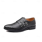 economico Formale-scarpe da uomo con triplo cinturino in similpelle intrecciata e testurizzata – design con fibbia unica per uomini alla moda, banchetti e ricevimenti serali
