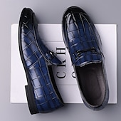 voordelige Loafers-Groene instappers met krokodillenmotief voor heren – casual zakelijke stijl, comfortabele schoenen van imitatieleer voor op kantoor en dagelijks gebruik