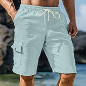 baratos Shorts de moletom-Homens Bermuda Cargo Calças de Veludo Shorts de moletom Calção Bermudas Cintura elástica Tecido Conforto Esportes Comprimento do joelho Ao ar livre Ioga Casual Férias Estilo Étnico Preto Branco Sem