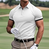 economico Polo classica da uomo-Per uomo Polo Maglia da golf Casuale Sportivo Classico Manica Corta Essenziale Tinta unica Semplice Bottoni Davanti Estate Primavera Tutte le stagioni Vestibilità regolare Vinaccia Bianco Nero Blu