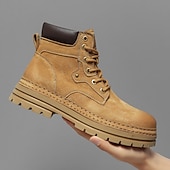 economico Stivali da lavoro-stivali da lavoro in pelle scamosciata color cuoio da uomo – stivaletti casual con lacci per l'escursionismo, il lavoro agricolo e l'uso quotidiano
