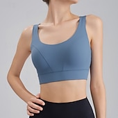 billiga Sport-BH:ar och västar-Dam Träningslinnen Sportbehåar Underkläder Medium stöd Andningsfunktion Trådlös Vadderad Enfärgad / vanlig färg Sport Sportkläder Vit Blå Gym Kondition Yoga