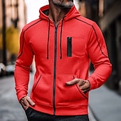 abordables pulls molletonnés-Homme Sweat à capuche zippé Sweat-shirt zippé Sweat à capuche en polaire Noir Rouge bleu marine Gris À capuche Uni Zip Up Poche Avant Sport &amp; Loisir Occasionnel Quotidien Streetwear Frais Vêtements