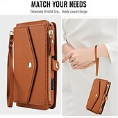 tanie Etui do iPhone&#039;ów-telefon Kılıf Na iPhone 16 15 14 Pro Max Plus iPhone 16e iPhone’a 13 Pro Max . iPhone 13 Mini Etui na karty portfela ze smyczą Obsługa ładowania bezprzewodowego Gniazdo karty Retro TPU Skóra PU