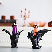 billige Halloween innendørs-1 stk halloween flaggermus glødende led elektronisk stearinlys simulering stearinlysholder dekorasjonslys innendørs og utendørs feststemning dekorasjonslys lilla oransje