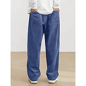 Недорогие Прямой ног-Муж. Штаны Вельветовые брюки Повседневные брюки Мешковатые брюки Брюки для бега Кулиска Эластичная талия Тонкий Полотняное плетение Комфорт Полная длина Повседневные на открытом воздухе