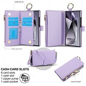 cheap Samsung Cases-Phone Case For Samsung Galaxy S25 S25 Plus S25 Ultra S23 Ultra Plus S23 Ultra S23 Plus A73 A53 A13 5G Wallet Case Zipper with Lanyard Card Slot Retro TPU PU Leather