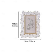 cheap Tabletop Picture Frames-White Resin Photo Frame with Gold-Edged 3D Daisy Design, Square Picture Frame for Desktop Display, Horizontal and Vertical Use, Ideal for Home Decor and Photography Props